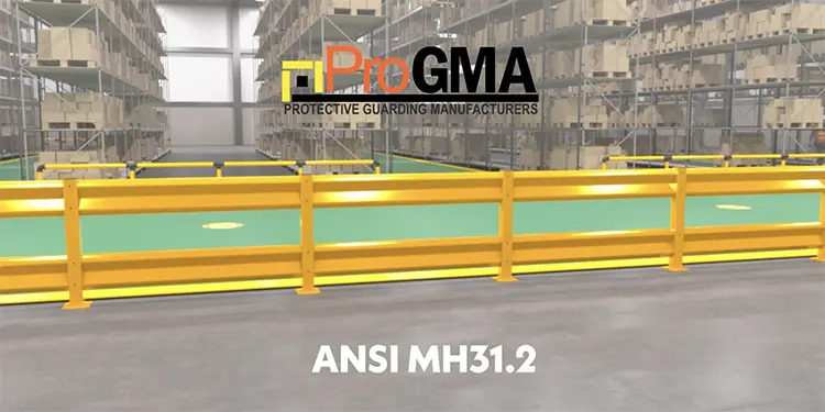 A-SAFE barrier undergoing controlled ANSI MH31.2 impact testing