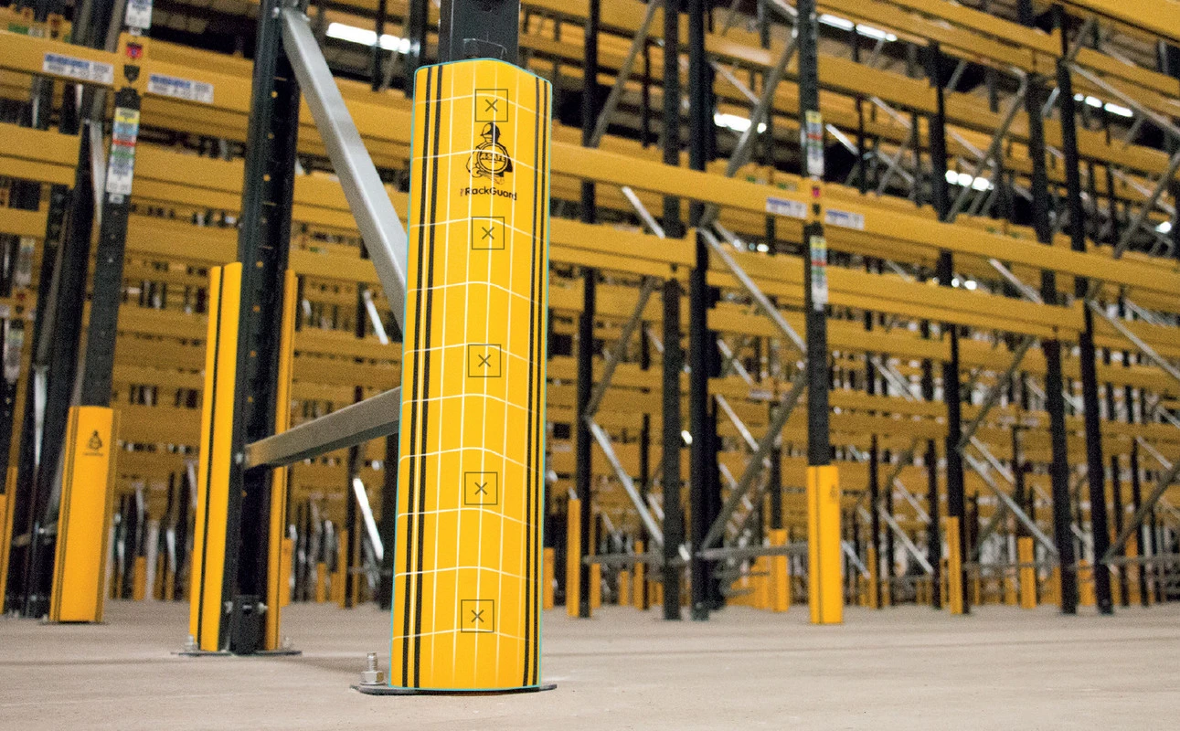 A-SAFE protection installed around a structural column in an industrial facility.
