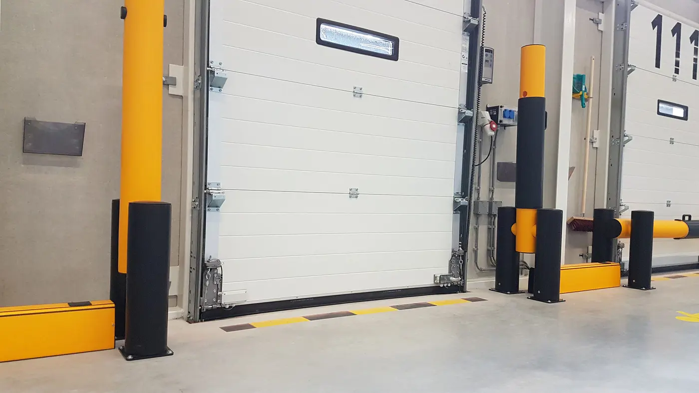 A-SAFE protection installed around warehouse loading dock doors