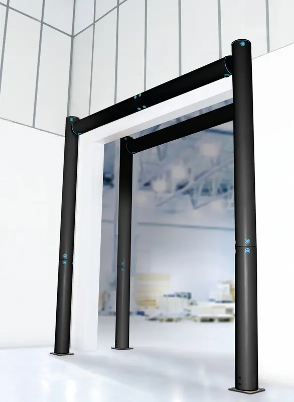iFlex cold-storage height restrictor protecting an overhead freezer opening